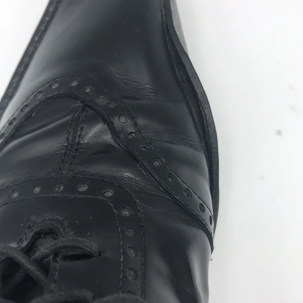 Paolo Lantorno Black Leather Lace Up Oxford Pointed Toe Made in Italy